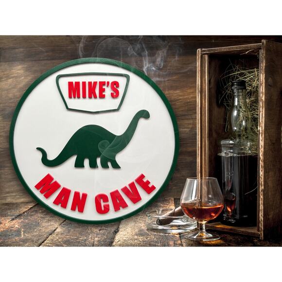 Custom Sinclair Dinosaur Man Cave Sign Personalized Name 11.5”  Gift for a man - Picture 3 of 10